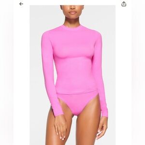 Skims Fits Everybody Long Sleeve T-Shirt in Neon Orchid